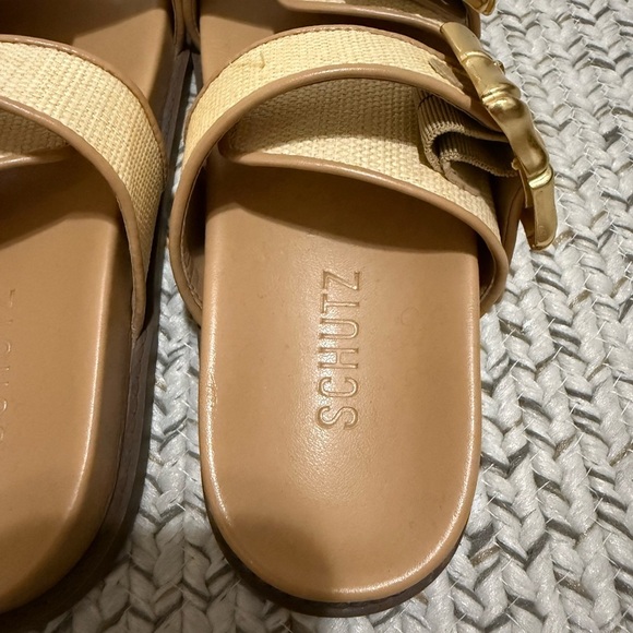 Schutz Enola Strappy Flat Sandals – Areia Light Gold - Picture 10 of 12